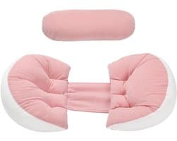 Zwangerschapskussen - Zijslaper Kussen Wigkussen - Ondersteuning Tijdens Slaap - Verstelbare Grootte - 76x38x13cm - Roze