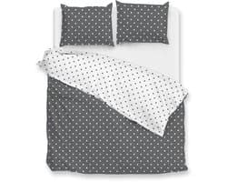 Zohome Dekbedovertrek Punta Di Cotone - Grijs - Tweepersoons - Dekbedhoes van 100% Katoen - Punten - 200x220 + 2 slopen 60/70 cm