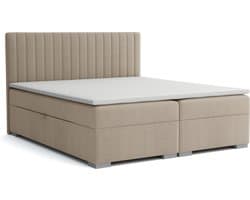 Meuba Home - Elysium Boxspring - Taupe - 160x200 - Stof - Met topper 8cm