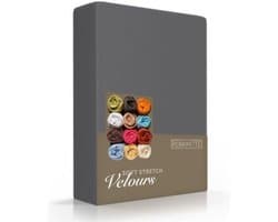 Romanette - Velours - Hoeslaken - Tweepersoons - 140/150x200/220 cm - Antraciet