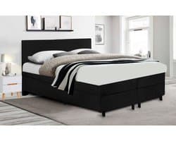 Boxspring 160x200 incl. topdekmatras - Complete set met matras - Zwart