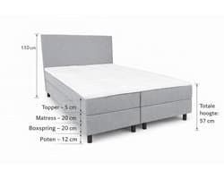 Boxspring Ayla Royal - 200x200 Compleet - Grijs Glad - Ayla Matrassen - 2 persoons