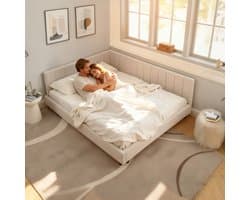 REDOM Tweepersoonsbed 160x200 cm, fluwelen bekleding, met hoge rugleuning