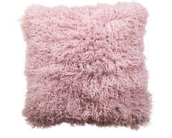 Van Buren - Tibetaans schapenvacht kussen - Roze 45x45cm - 100% echt schapenvacht