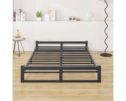 Bedframe 120 X 200 Cm - Metalen Platformbed - Modern Metalen Bed Voor Volwassenen En Kinderen - Eenvoudige Montage - Geluidsvrij - Tweepersoonsbed - Zwart