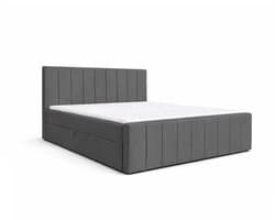 Boxspringbed 01 BIS – Stijlvol & Comfortabel – Met Bonellvering, Topmatras en Opbergruimte – 160x200 Graphit (Manila 16)
