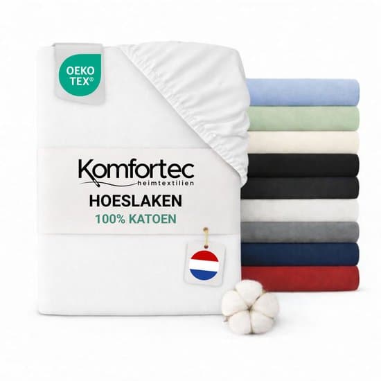 Komfortec Jersey Stretch Hoeslaken 200x200 cm - 23cm Matrasdikte- Rondom Elastiek - 100% Katoen - Wit