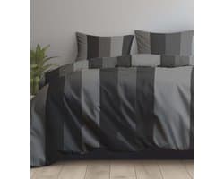Dekbedovertrek - Micropercal - Soepel & Zacht - Tweepersoons - 200 x 200(220) cm - Black Lines
