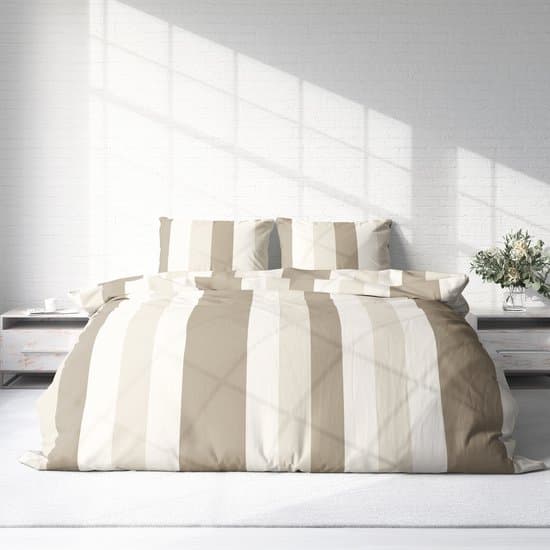 Dekbedovertrek - Micropercal - Soepel & Zacht - Lits-Jumeaux - 240 x 220 cm - Beige Lines