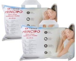 alpina Hoofdkussen 60 x 40 cm - 2 stuks - Kussen voor Bed en Slaapkamer - Ademend, Vocht Afvoerend en Wasmachine Bestendig - voor Buik-, Rug- en Zijslaper - Microvezel/ Katoen - Wit