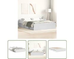 vidaXL Tweepersoons Bed - Houten Bed Frame - Bedframe wit 140x200 cm - Witte Bed - Modern Bed - Bed Met Lade