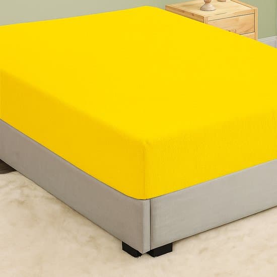 Saphira Badstof Hoeslaken - Extra Zacht - Warm & Vochtabsorberend - Rekbaar & Perfecte Pasvorm - Ademend - Geel - 140/160x200