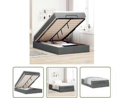 vidaXL Boxspring - Ottomanbed - Ottoman bed met matras 120x190 cm stof donkergrijs - Tweepersoonsbed - Slaapcomfort - Opbergruimte