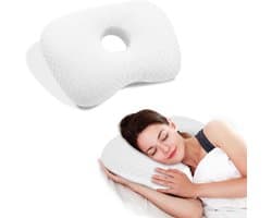 Piercing Kussen - Oorkussen - Donut Kussen met Gat Voor Oor - Hoofdkussen Zijslaper - Ringkussen - Oorpijn Verlichten - Voor Iedere Slaaphouding - Orthopedisch Hoofdkussen - Oordoppen Slapen - Hoofd Kussen - Zijslaapkussen - Piercingkussen - Wit