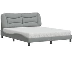 vidaXL - Bed - met - matras - "Hvar" - stof - lichtgrijs - 160x200 - cm