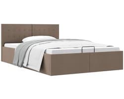 Tweepersoonsbed | Dubbelbed | Volwassenenbed | Bedframe met hydraulische opslag stof taupe 120x200 cm