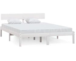 Tweepersoonsbed | Dubbelbed | Volwassenenbed | Bedframe massief grenenhout wit 120x200 cm
