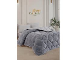 Dekbed zonder overtrek - Grijs - 220x240 cm - Lits-jumeaux - 2 in 1 Dekbed - Teddy - Zacht & Hypoallergeen - 4 Seizoenen - Dubbelzijdig - Wasbaar - Ultra Soft - De Linde Home
