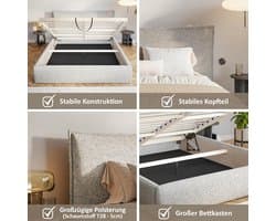 Pauwhome Leno Luxe – Gestoffeerd Bed 160x200 cm met Opbergruimte & Hoofdeinde