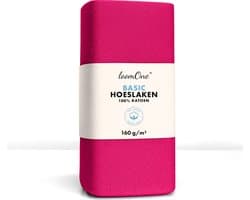 Loom One Hoeslaken – 100% Jersey Katoen – 180x200 cm – tot 25cm matrasdikte– 160 g/m² – Felroze