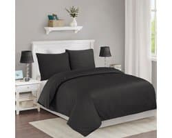 The Linen Collection - Dekbedovertrekset - Katoensatijn - Donkergrijs - 200x220 - 300 Thread Count