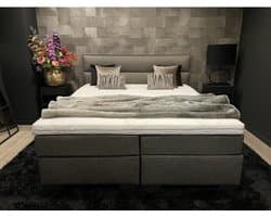 Boxspring 160x200 Kiev - incl. Meegestofferde 7-zones Pocketvering matrassen - Hotel topper XL 10cm dik - Extra stevig