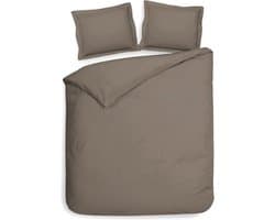 Heckettlane Punto Dekbedovertrek - Tweepersoons - Katoensatijn - 200x200-220cm - Taupe