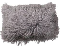 Van Buren - Tibetaans schapenvacht kussen - Taupe 30x50cm - 100% echt schapenvacht