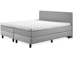 Boxspring Praag 2.0 - 160x200 cm - Compleet met matrassen en topmatras - Kleur: lichtgrijs