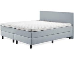 Boxspring Praag 2.0 - 200x200 cm - Compleet met matrassen en topmatras - Kleur: lichtblauw