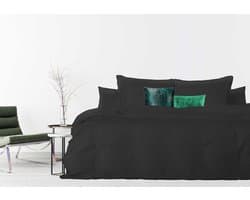 Dekbedovertrek - 200x200/220 - Uni Percal katoen - Met Bies - black