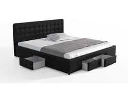 Meubella - Tweepersoonsbed Milo - Zwart - 180x200 cm