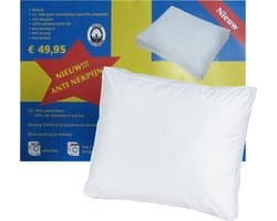 Hoofdkussen Gele Kruis | Kussen met Boxmodel | 1000 gram Dreampearls | Perfecte Ondersteuning | Scandinavisch Slapen | 50x60x10 cm | Wit