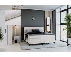 Meuba Home - Berlin Boxspring - Wit - 140x200 - Teddy stof - Met topper 8cm