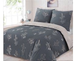 VISION Helena - Tweezijdig omkeerbaar Dekbedovertrekset - 100% katoen: zacht en soepel - Tweepersoons - Dekbedovertrek 200 x 200 cm met 2 bijhorende slopen - Beige / Grijs - Oekotex gecertificeerd