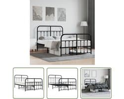 vidaXL Scandinavisch Bed - Robuust Bed Frame - Bedframe met hoofd- en voeteneinde metaal zwart 120x200 cm - Zwarte Bedframe - Metalen Bedframe - Boxspring Bed