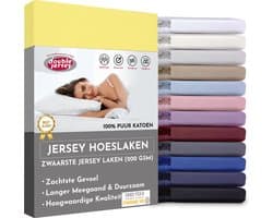 Double Jersey Hoeslaken - Hoeslaken 180x200+30 cm - 100% Katoen  Geel