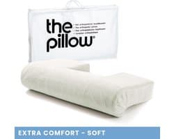 The Pillow Extra Comfort - Orthopedisch Hoofdkussen tegen Nekklachten - Ergonomisch Slaapkussen - Zacht - Tot 65 kg - Ventilerend Natuurrubber - Inclusief Luxe Sloop - 63x36x15cm