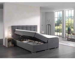 boxspring bed Malaga 160x200 compleet boxspring met topper inbegrepen in grijs stof 'zetelsenbedden