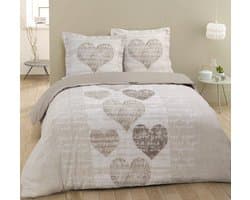 VISION Alice Dekbedovertrekset - 100% katoen: zacht en soepel - Lits-jumeaux - Dekbedovertrek 240 x 220 cm met 2 bijhorende slopen - Beige - Oekotex gecertificeerd