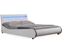 Valencia - LED - Bedframe kunstleer 180x200 cm wit