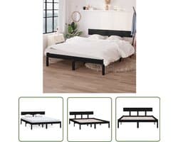 vidaXL Bedframe - Massief Grenenhout - Zwart - 120x200 cm Massief Hout Bed Frame - Grenenhout Bed Frame - Zwarte Bed Frame - Dubbel Bed Frame - Bed Frame 120x200