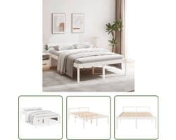 vidaXL Seniorenbed - Massief Grenenhout - Wit - 120x200 cm Houten Bedframe - Modern Bed - Seniors Bed - Bed Voor Ouderen - Stapelbaar Bed