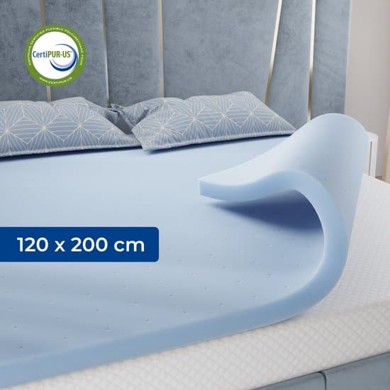CozySense® Basic Topper Matras 120x200 - Matras Topper - Topmatras - Topdekmatras - Gel Traagschuim Opencell Structuur - CertiPUR® - Medium Hardheid - 6 cm