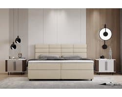 Boxspring met opbergruimte Reve 180 x 200 cm tweepersoons -Inclusief Topper - Beige