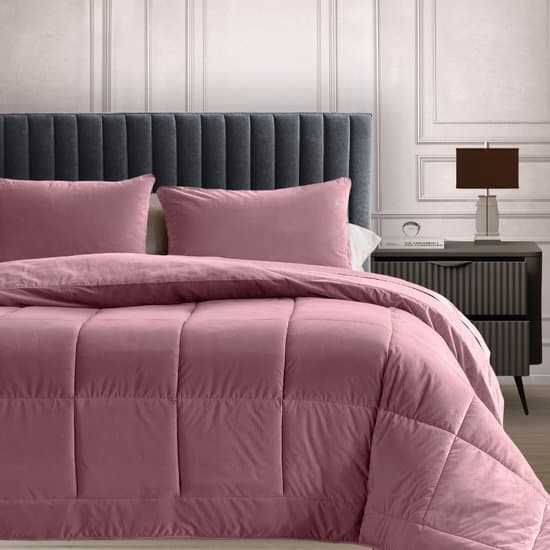 Y-NOT- Velvetbed Old Pink 240x200 - Dekbed Zonder Overtrek - Velvet Dekbed - Wasbaar Hoesloos Dekbed - 30 dagen proefslapen - Bedrukt dekbed - Dekbed met vaste overtrek - All year winterdekbed & zomerdekbed