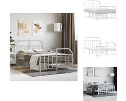 vidaXL Bedframe - Bedframes - Tweepersoonsbed - Bed - Bedframe met hoofd- en voeteneinde metaal wit 120 x 190 cm