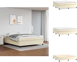 vidaXL - Boxspring - bed - kunstleer - crèmekleurig - 160x200 - cm