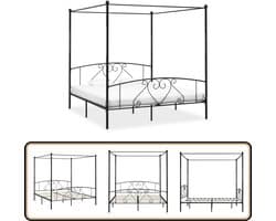 vidaXL - Hemelbedframe - metaal - zwart - 200x200 - cm