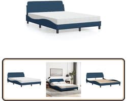 vidaXL - Bed - met - matras - "Hvar" - stof - blauw - 120x200 - cm